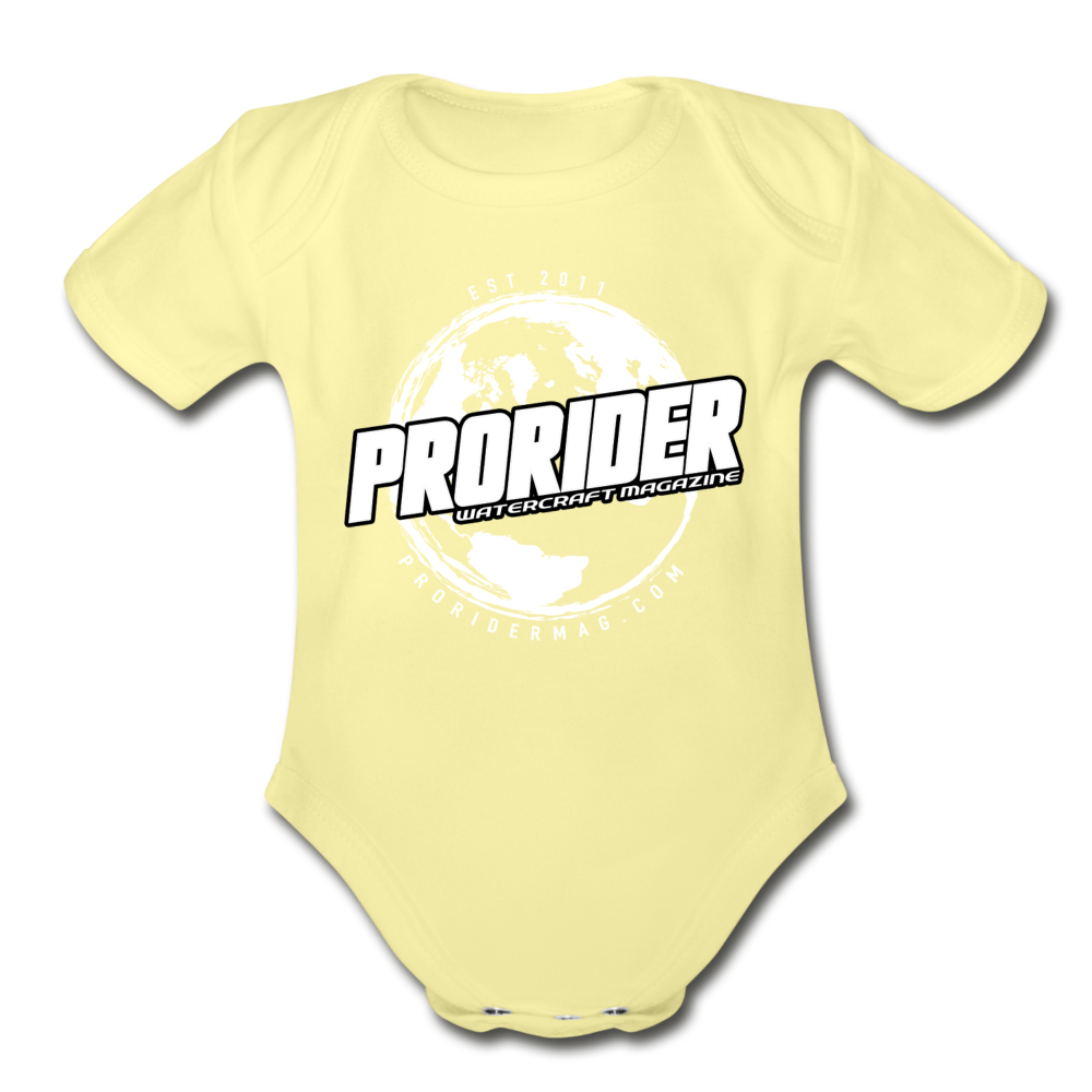 Pro Rider World Organic Short Sleeve Baby Bodysuit - washed yellow