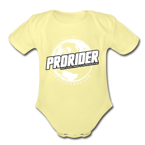 Pro Rider World Organic Short Sleeve Baby Bodysuit - washed yellow