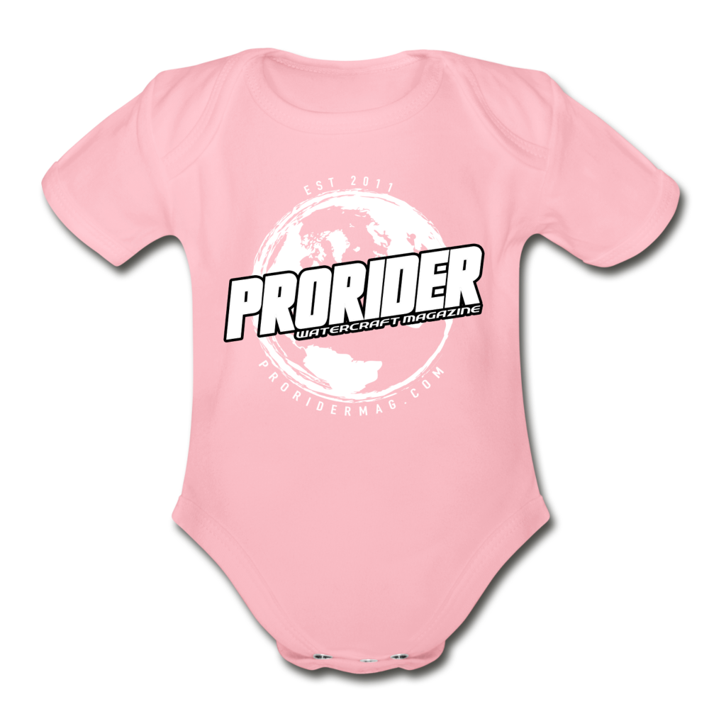 Pro Rider World Organic Short Sleeve Baby Bodysuit - light pink