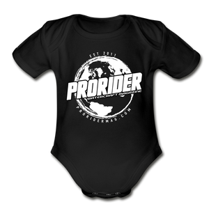 Pro Rider World Organic Short Sleeve Baby Bodysuit - black