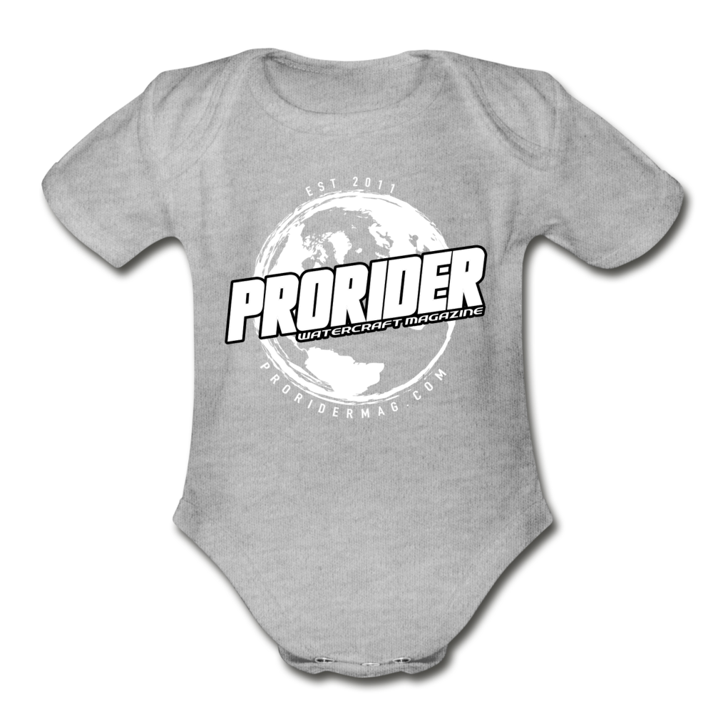 Pro Rider World Organic Short Sleeve Baby Bodysuit - heather gray