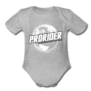 Pro Rider World Organic Short Sleeve Baby Bodysuit - heather gray