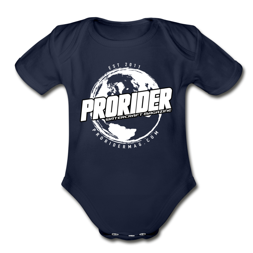 Pro Rider World Organic Short Sleeve Baby Bodysuit - dark navy