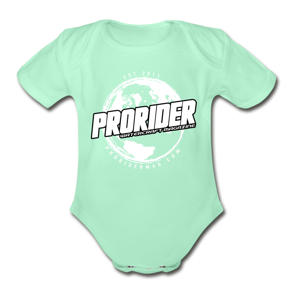 Pro Rider World Organic Short Sleeve Baby Bodysuit - light mint