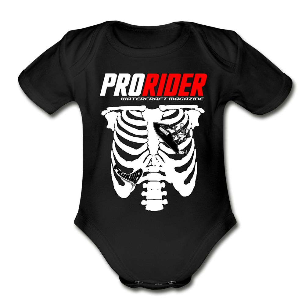 Pro Rider Skeleton Organic Short Sleeve Baby Bodysuit - black