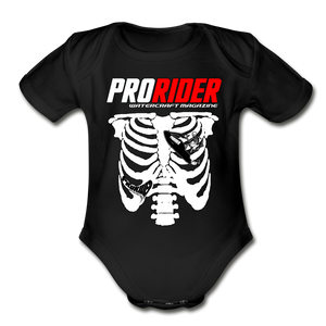 Pro Rider Skeleton Organic Short Sleeve Baby Bodysuit - black